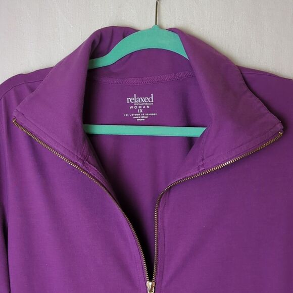 Charter Club Athletic Wear Cotton Purple Knit Jacket 1X - Picture 4 of 7